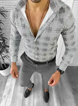 Camasa barbati casual gri 12701 14-4.1