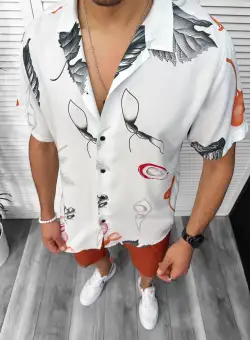 Camasa barbati de vara maneca scurta cu imprimeu 13084 D4-3.3