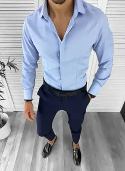 Camasa barbati slim fit albastra 12657 W2