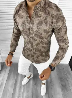 Camasa barbati slim fit cu imprimeu B8821 O5-4.1