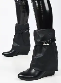 Cizme cu platforma ascunsa negre Madora