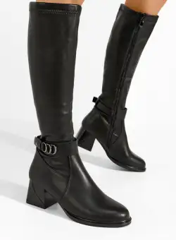Cizme cu toc gros Fiera negre