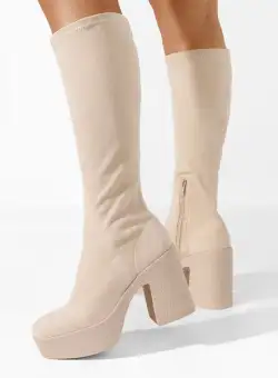 Cizme cu toc gros Minella bej