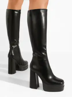Cizme cu toc gros Neoda negre