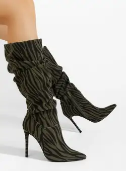 Cizme cu toc subtire Axendra V2 verzi