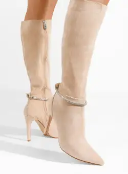 Cizme cu toc subtire Piera bej