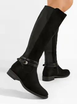 Cizme dama fara toc Euphica negre