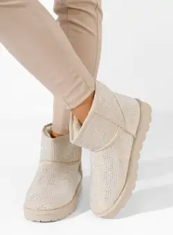 Cizme tip ugg Rosaine bej