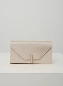 Clutch elegant din glitter auriu cu inchidere metalica