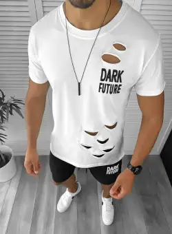 Compleu barbati tricou+pantaloni alb 12774 D3-1.1