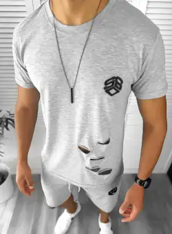 Compleu barbati tricou+pantaloni gri deschis 12775 13-4.2