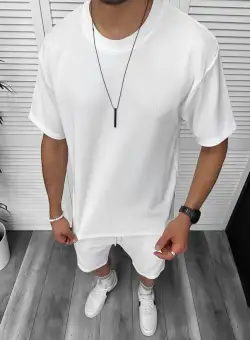 Compleu de vara alb triocu + pantaloni 8206A