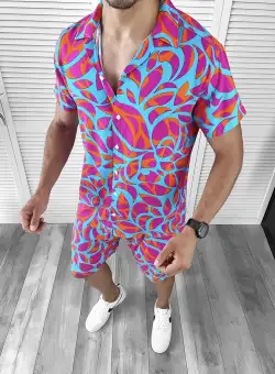Compleu de vara camasa imprimeu + pantaloni 12048 N8-4.1