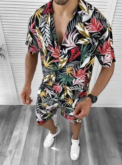 Compleu de vara camasa imprimeu + pantaloni 12057 O2-4.2