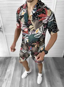 Compleu de vara camasa imprimeu + pantaloni 12161 O2-4.2