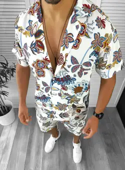 Compleu de vara camasa imprimeu + pantaloni 12748 O2-5.2