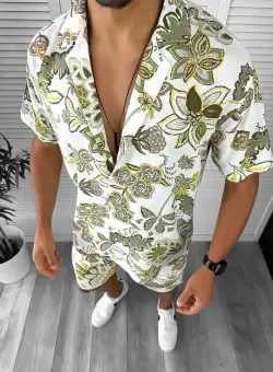 Compleu de vara camasa imprimeu + pantaloni 12757 79-4