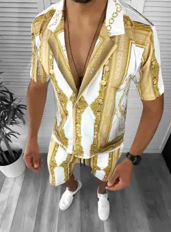 Compleu de vara camasa imprimeu + pantaloni 12770 O2-5.1