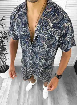 Compleu de vara camasa imprimeu + pantaloni 12780 D11-4