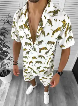 Compleu de vara camasa imprimeu + pantaloni 12826 48-1