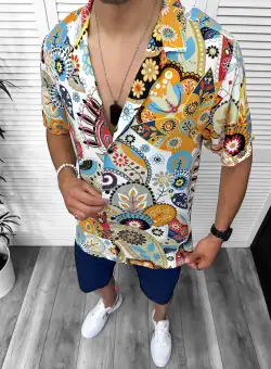 Compleu de vara camasa imprimeu + pantaloni 13061