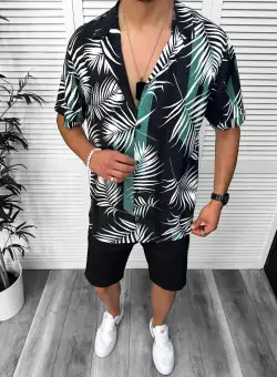 Compleu de vara camasa imprimeu + pantaloni 13069