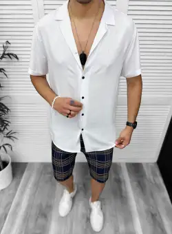 Compleu de vara camasa imprimeu + pantaloni 13104