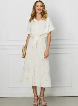 Compleu Mari alb cu broderie bej