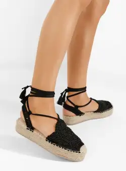 Espadrile cu snur Valdesa negre