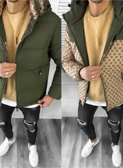 Geaca barbati de iarna cu 2 fete kaki A68 60-4