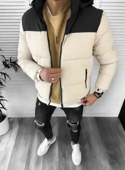 Geaca barbati de iarna imblanita bej 5156