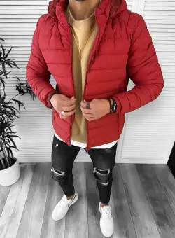 Geaca barbati de iarna imblanita rosie 5188 59-4