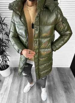 Geaca barbati de iarna lunga kaki 5132