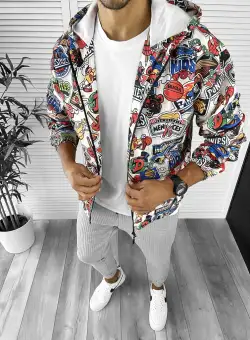 Geaca barbati de toamna cu imprimeu din fas subtire 12277 O5-7.2