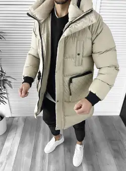 Geaca barbati groasa bej de iarna 1021 57-2