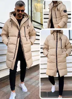 Geaca barbati groasa bej de iarna B6190