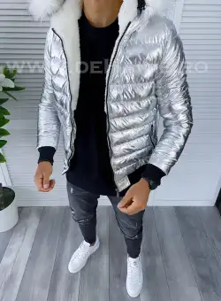 Geaca barbati groasa de iarna argintie B6781 116-3