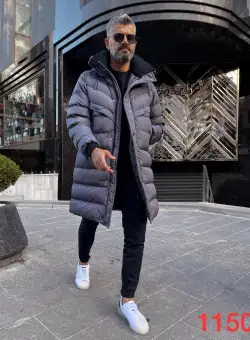 Geaca barbati groasa de iarna gri inchis 1150 57-3