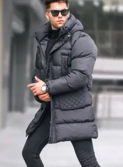 Geaca barbati groasa neagra de iarna B9645 E