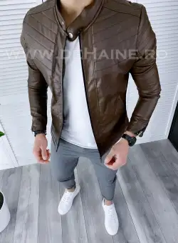 Geaca barbati maro piele ecologica B2869 N4-1