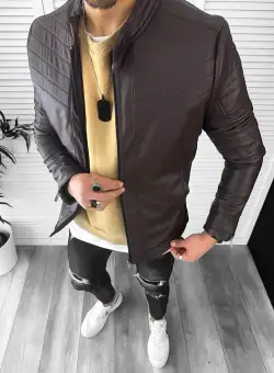 Geaca barbati maro piele ecologica B3045