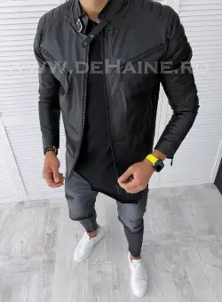 Geaca barbati neagra piele ecologica b2888 116-3