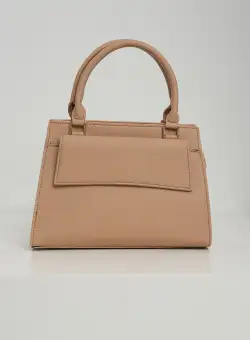 Geanta office din piele ecologica bej cu maner dublu