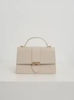 Geanta office din piele ecologica ivory cu maner rotund