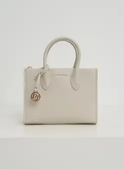 Geanta office din piele ecologica ivory patrata cu maner rotund