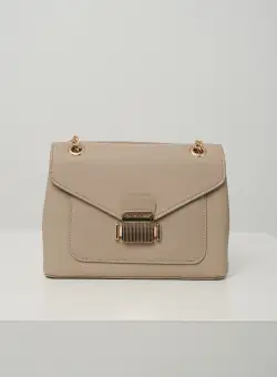 Geanta office din piele ecologica taupe cu maner dublu