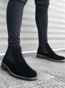 Ghete barbati piele intoarsa neagra eco 12207 T15