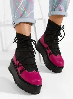 Ghete dama piele Amelia fucsia