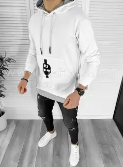 Hanorac barbati alb slim fit K179 D5-2.2