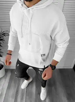 Hanorac barbati slim fit alb K004 i3-6